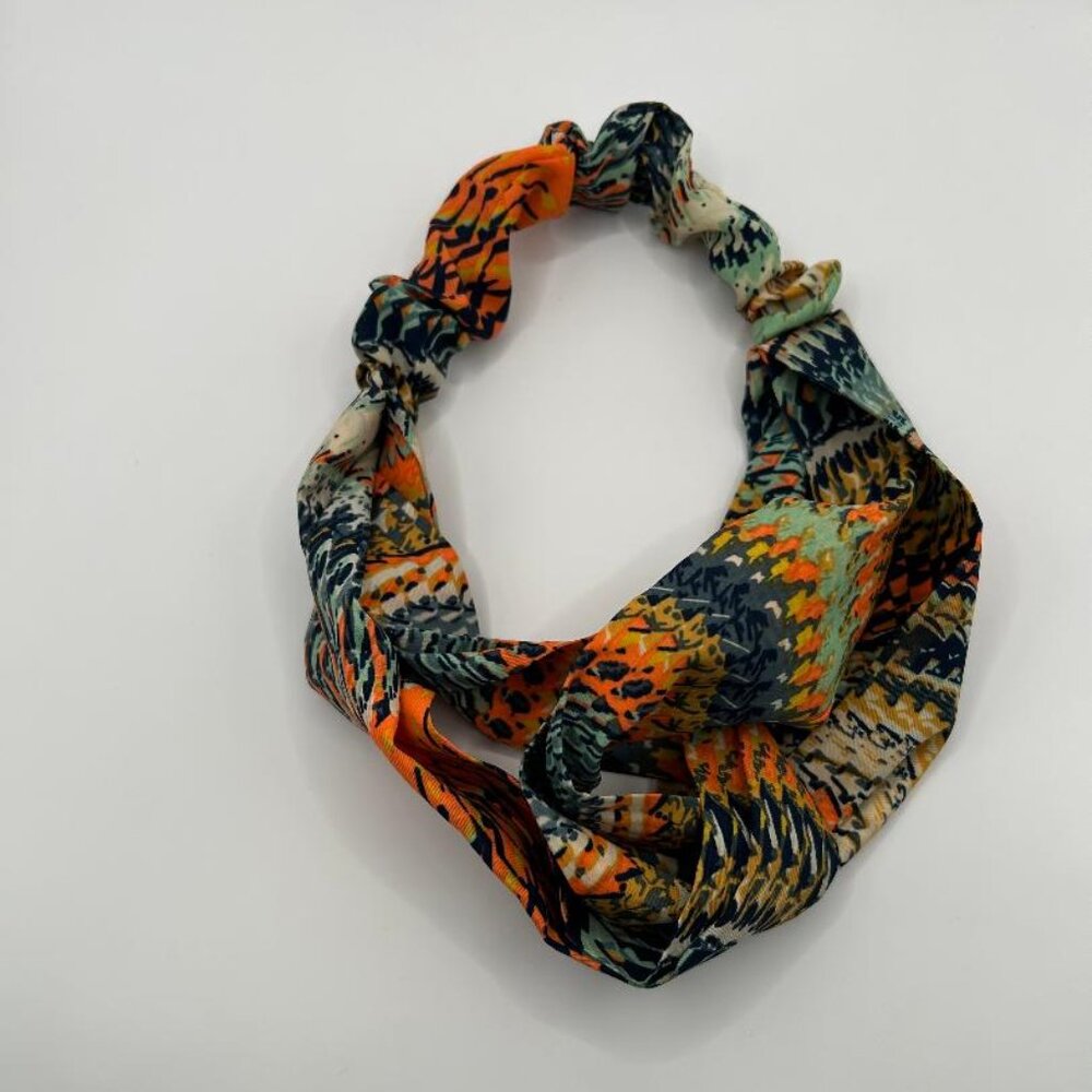 Beautiful Satin Headwrap Multicolor Orange/Teal/Blue/White